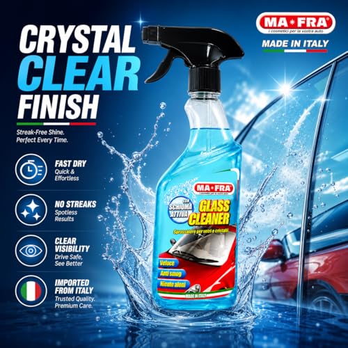 Image of Mafra Car Glass Cleaner-500ml,Windshield,Window & Mirror Cleaning Spray Fluid-Streak-Free,Safe For Tinted & Coated Glass Suitable for Interior & Exterior Use,Fast-Drying Formula Crystal-Clear