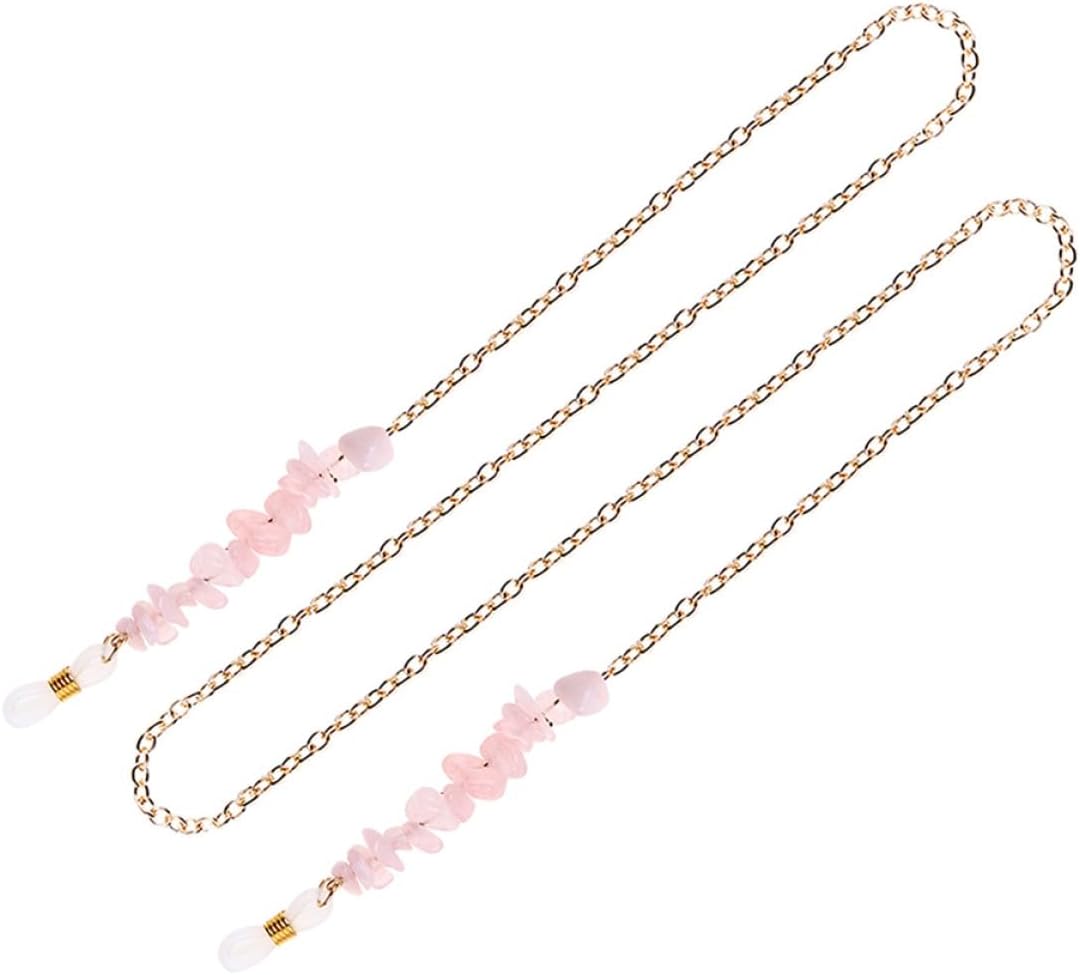 Unomor Pink Crystal Eyeglass Chain, Stylish Spectacles Cord Delicate Alloy, Lightweight Women’s Glasses Holder for Reading and Sunglasses Use