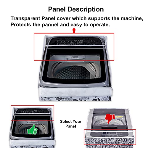 Image of Classic Top Load Washing Machine Cover Suitable For Whirlpool 360 / Stain Wash Back Panel 6 Kg, 6.5 Kg, 7 Kg, 7.5 Kg (58cmsX58cmsX97cms, Half White & Grey)