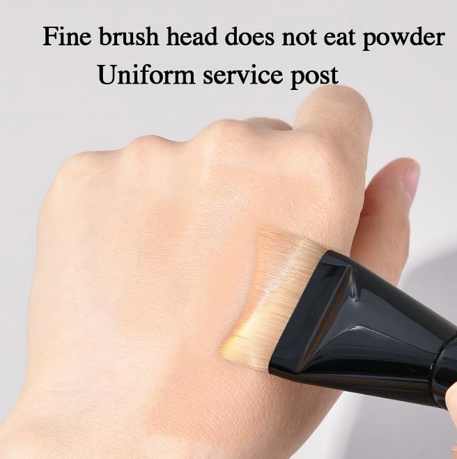 Foundation Brush, Crescent-Shaped Flat Top, Ultra-Thin Short Hair Bristles, Black Handle, Non-Dirty Hand Design