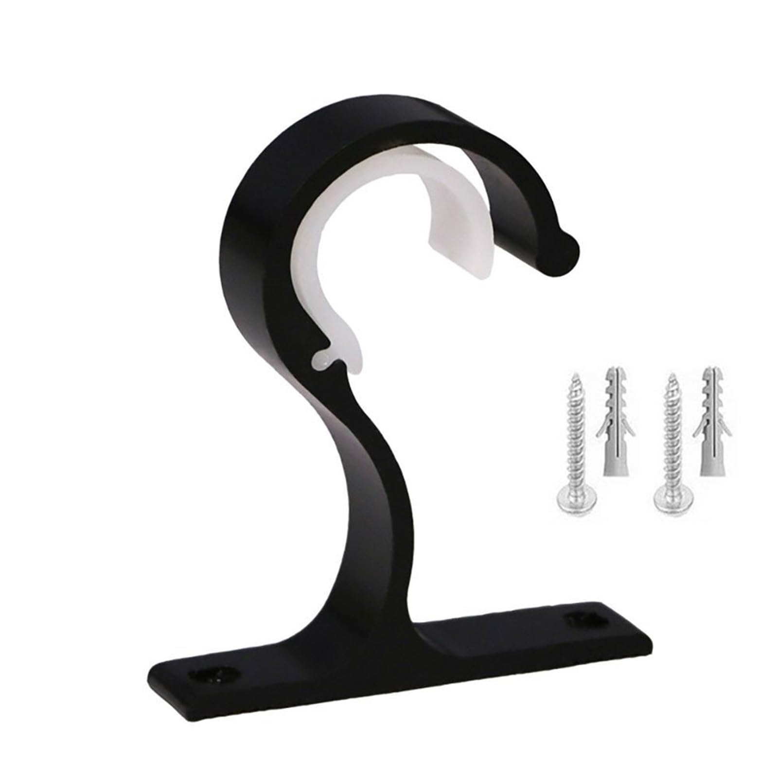 Gbrcen Curtain Rod Brackets 10Pcs Home Ceiling Curtain Rod Brackets Aluminum Alloy Crossbar Fixing Clip Rod Installation Hook Wall-Mounted Thickening(Black)