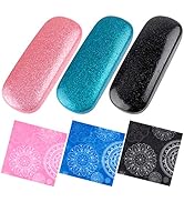 3 Pieces Hard Shell Shiny Glasses Cases Eyeglasses Sunglasses Case with Matching Cleaning Cloth