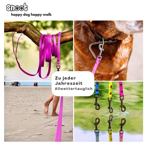 5m Schleppleine, Hundeleine, 1 Karabiner, Magenta, extra schmal, schmutz- und wasserabweisend