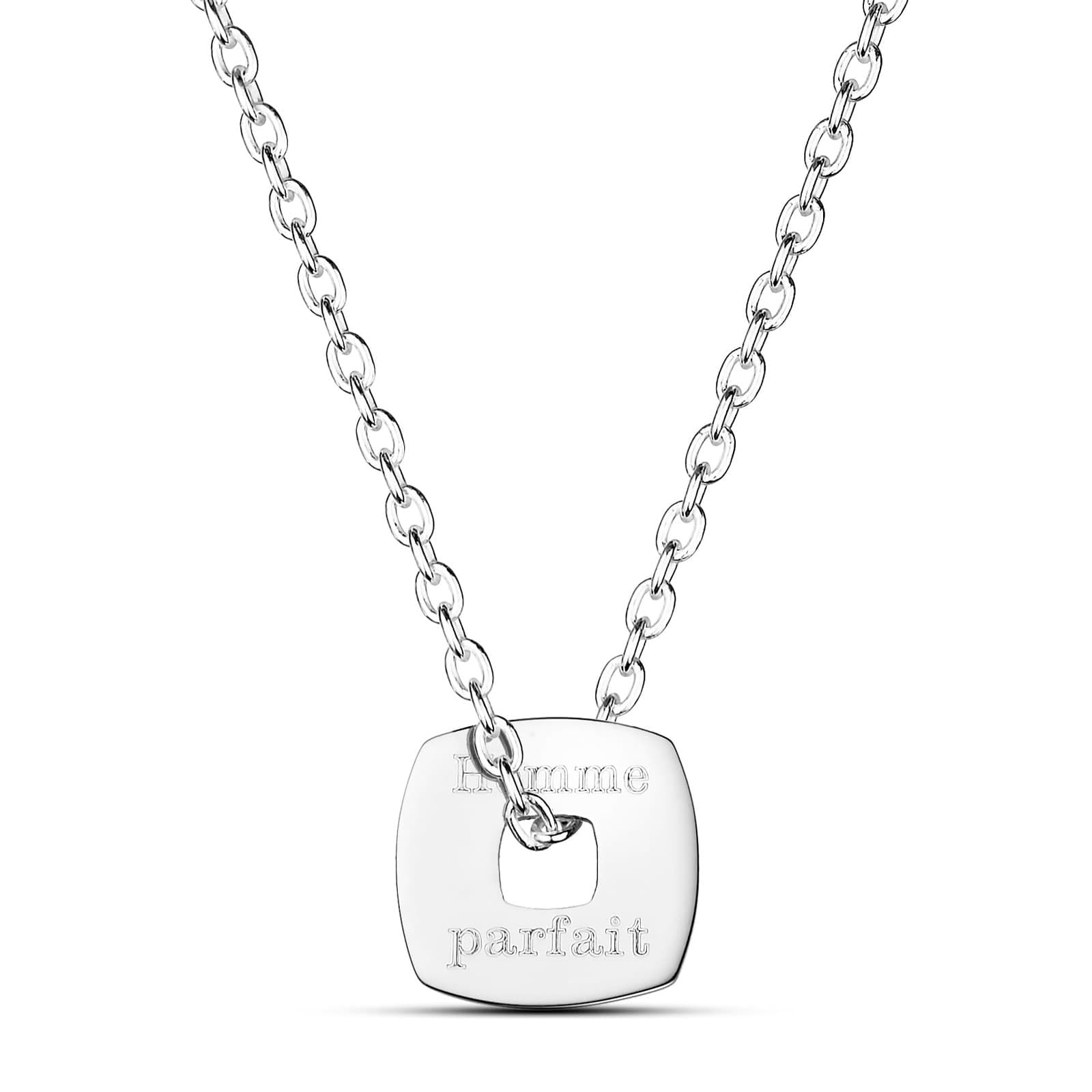 Collier homme personnalisé avec médaille carré, argent - Idée cadeau homme - Noël - Saint Valentin - Anniversaires - Fête des Pères