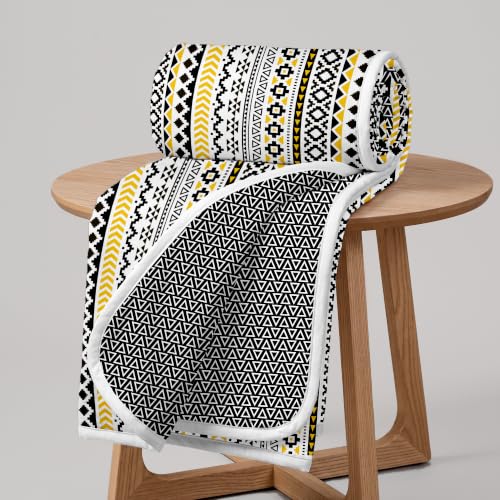 Image of Divine Casa Everyday Use 120 GSM Reversible Dohar for Single Bed | Lightweight & Breathable Throw Blanket | Size 210 x 140 cm | Abstract | Mustard Mint