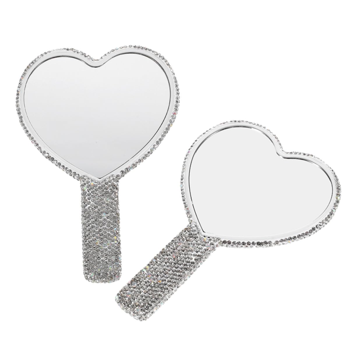 Miroir compact à main en cœur avec cristaux pour maquillage précis en lot de 2