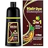 Ivnil Dark Brown Hair Dye Shampoo 3 in 1 for Women/Men Hair Color for Grey Coverage Seimi Permanent Instant Champu Para Canas Mujer for Men - Herbal Natural Dye Cover Gray