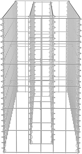 Vista 107 de vidaXL Gabion - Maceta elevada para pared, jardín, césped, patio, jardín, jardín, jardín, jardín, jardín, flores, acero galvanizado, 70.9 x 35.4