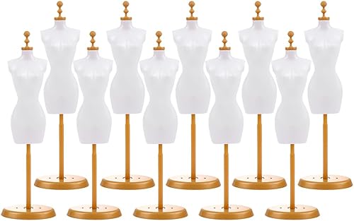 EXCEART 10pcs Mini Muñeca Maniquí Cuerpo con Soporte Maniquí Forma de Vestido Miniatura Casa de Muñecas Accesorios Vestido Formas Ropa