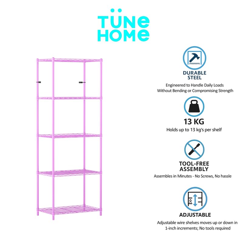 Image of 5-Shelves Heavy Duty Steel Storage Rack | Multipurpose Shelving Unit for Kitchen, Home & Utility