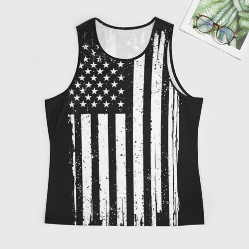 Men's American Flag Eagle Skull Print Tank Top July 4th Patriotic Gym Muscle Shirt3