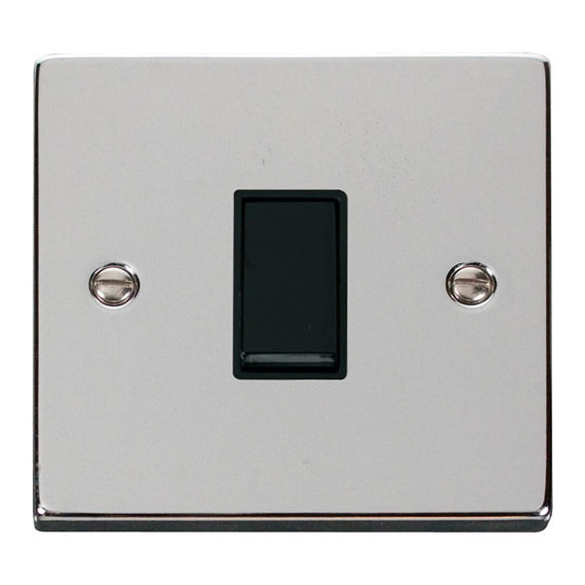 Polished Chrome 10A 1 Gang Intermediate Light Switch - Black Insert