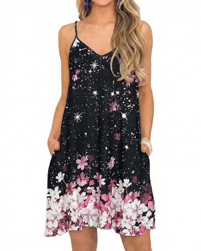 SENBATU Robe d'Été Femme Broderie Anglaise Col V Robe de Plage sans Manches Bretelles Réglables...