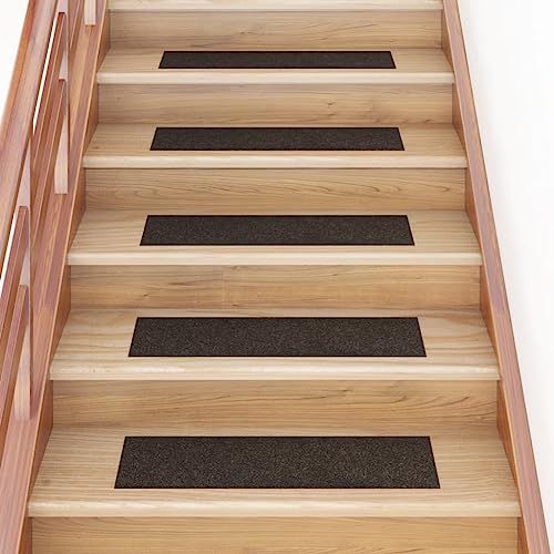 Alfombrilla antideslizante para escaleras de madera en tono marrón oscuro de alta resistencia textil 4