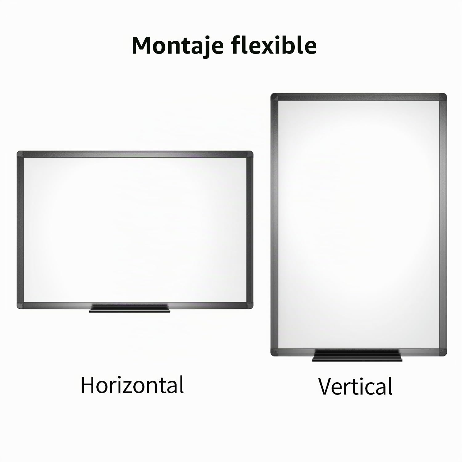 VIZ-PRO Pizarra blanca magnética de pared con marco de aluminio negro, 120 x 90 cm, ideal para oficina, escuela y hogar