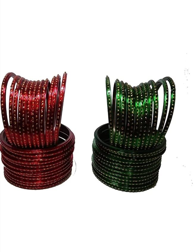 Red and green Dot Designer glass bangles set for women and girls (pack of 48) (2.12) (B09Z8LRG77) Amazon Price History, Amazon Price Tracker