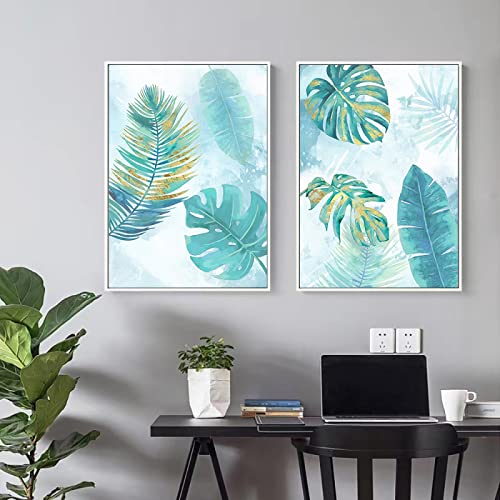 Toile monstera vert abstrait décoration maison affiche murale 60x80 - 5
