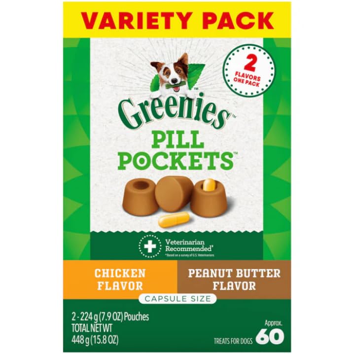 Image of Greenies Pill Pockets for Dogs Large Size, Dog Treat Pouch for Capsule Medication, Variety Pack, 7.9 oz. Pouch