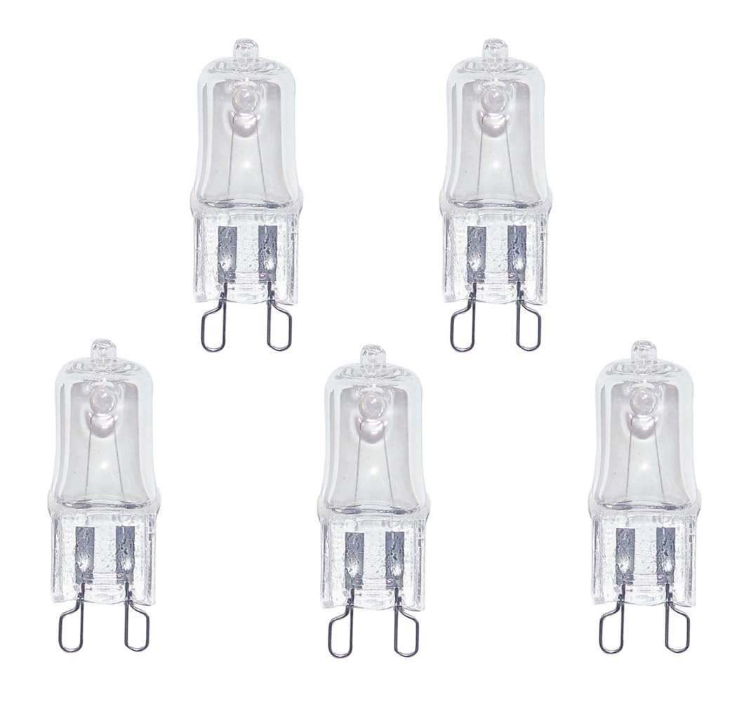 ShuoHui 5pcs G9 Halogen Bulbs 18W/20W/25W/33W/42W 230V 2800K Warm White Clear Capsule Halogen Lamps Dimmable, No Strobe, No Flicker (25, Watts)