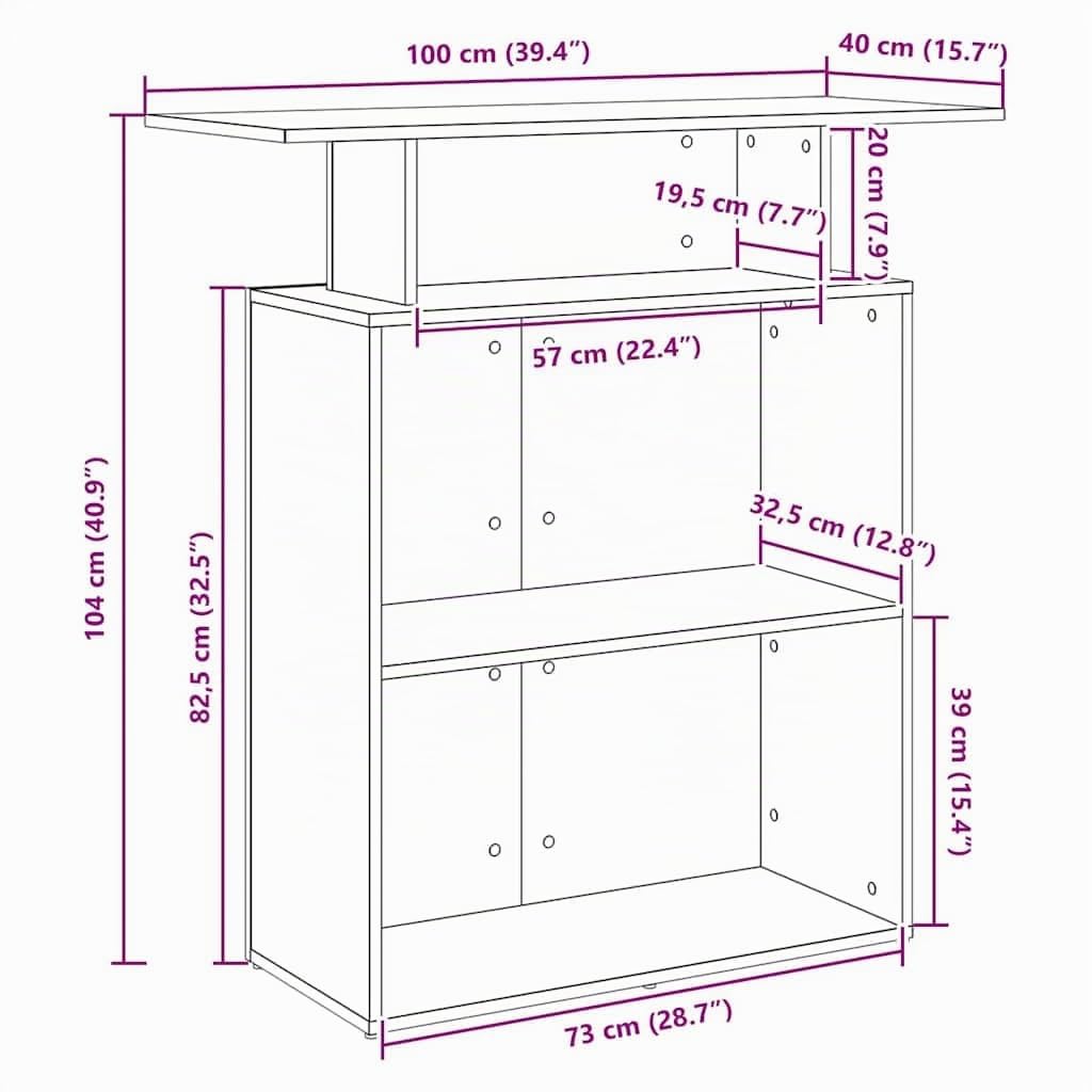 vidaXL Mostrador de recepción Roble Sonoma 100x40x104 cm Madera de ingeniería
