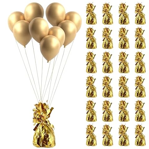 APACALI 24 ciężarki do balonów z helem, stożki do balonów, 170 g/szt., srebrna folia, odważniki z litego balonu, metalowe stożki z frędzlami do dekoracji stołu, złote
