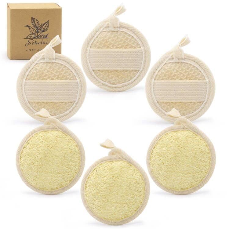 Exfoliating Loofah Sponge Pads Face loofa Brush 6 Pack 3.15 inches Made of 100% Natural Luffa Body and Facial Scrub Pad Personal Care Close Skin for Men and Women for Bath Spa and Shower - Image 3