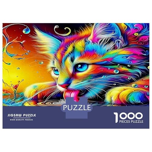 Puzle de gato psicodélico de 1000 piezas en papel reciclado de alta calidad, 70x50 cm