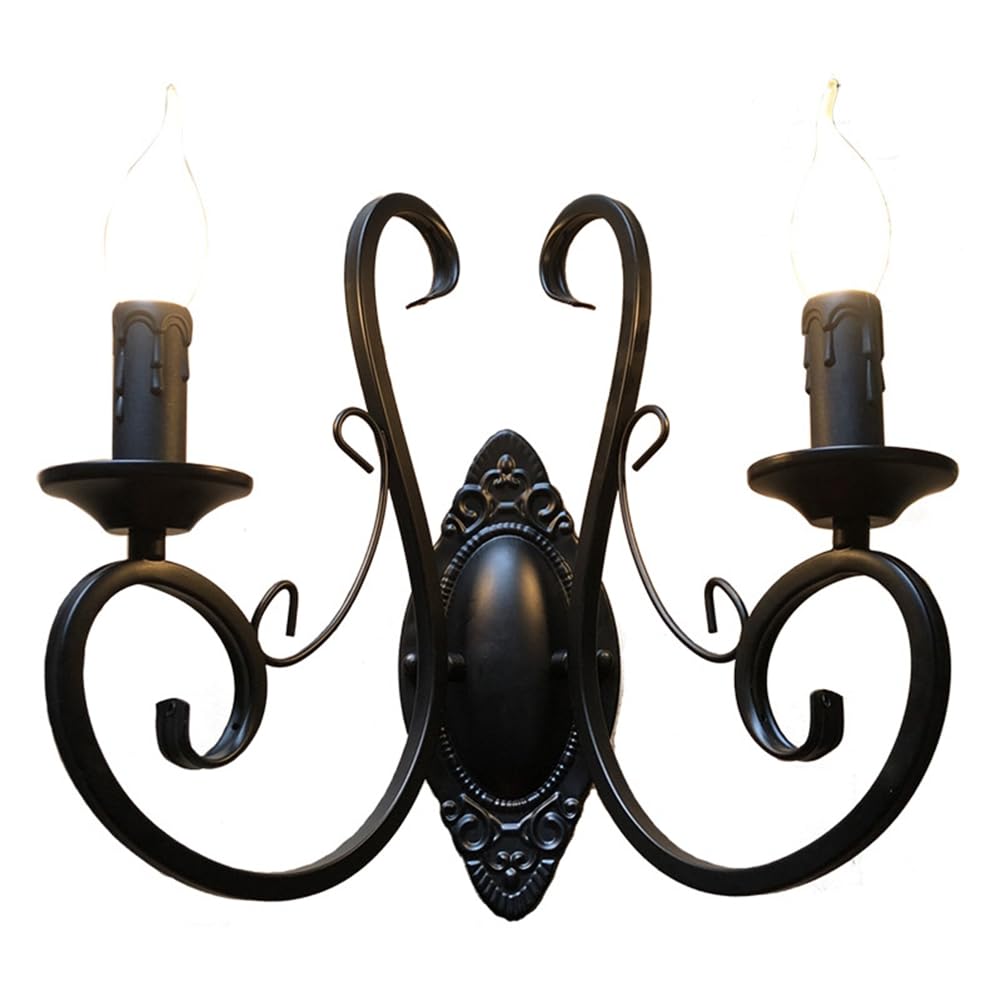 Vjsujehgy Elegant Retro for Living Room Wall Lamp Iron Chandelier-Industrial Loft Style for Bar, Restaurant