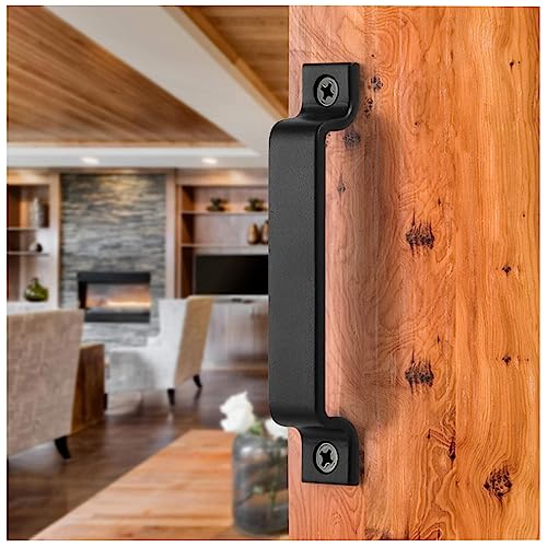 Image of 6.1 inch Barn Door Handles - Gate Pulls for Wooden Fences Shed Garage Sliding Door - Pull Handle Rustic Farmhouse Industrial Style - Outdoor Indoor Exterior and Interior Pulls (6.1 inch -2pcs(black))