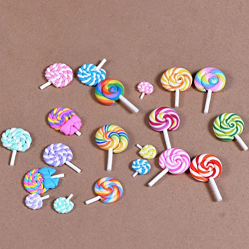 Yardwe Mini Rainbow Swirl Lollipop 20Pcs Mix Colors Tiny 3D Lollipop Candy Miniature Lollipop Micro Garden Decorations Dollhouse Sweet Ornament Random Style #TOP1