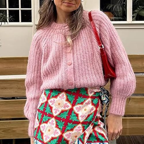 Image of Hixiaohe Cardigan Sweater for Women Long Sleeve Button Y2K Chunky Knit Sweater Fall Casual Open Front Outwear Knitwear Coat