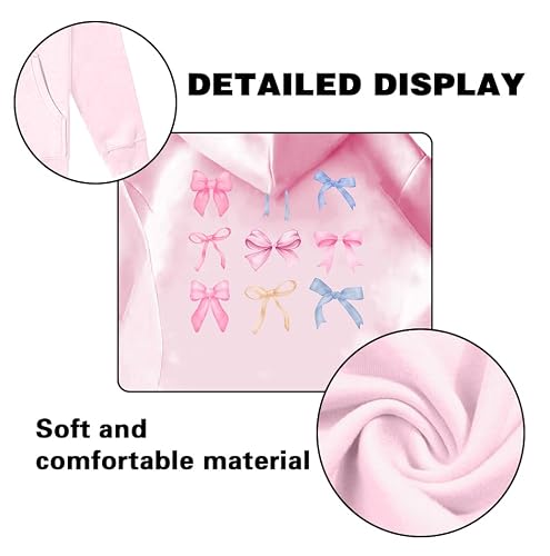 QIXYN Girls hoodies Bow Graphic Long Sleeve Hooded Sweatshirt Pullover Tops — view 5