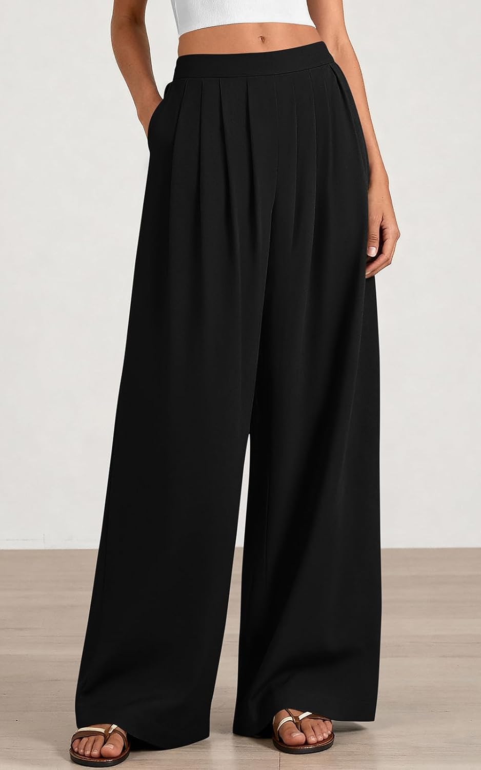 PRETTYGARDEN Loose Fit Wide Leg Pants Woman High Waisted Flowy Comfy Palazzo Pants for Women Work Trousers Spring Fashion - Image 3