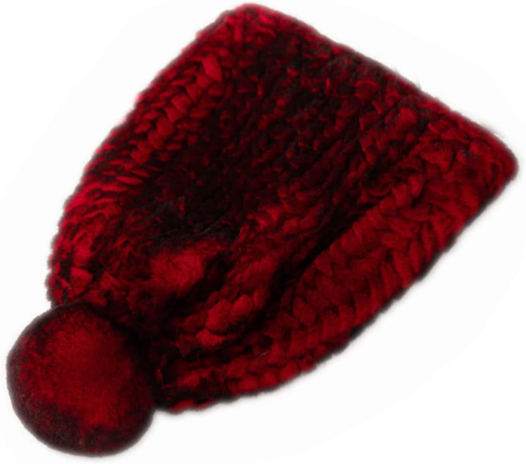 Women Knitted Hat Real Rex Rabbit Hair Cap Girls Skullies Beanies Pompom Fall Winter Warm