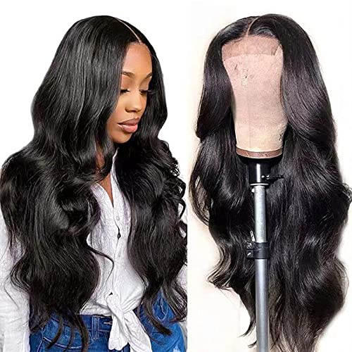 Body Wave Lace Front Wigs Human Hair for Black Women Glueless 180% Density Brazilian Virgin Human Hair Wigs Lace Closure Wigs Pre Plucked with Baby Hair Natural Color