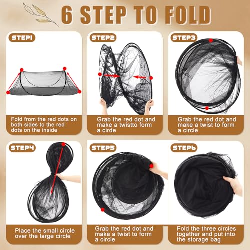 Image of Large Pop up Mosquito Net for Camping Portable Foldable Mosquito Tent Bug Net Bed Travel Patio Outdoor 78 x 31 x 22 Inch Bug Netting Mesh Tent Canopy for Adults Baby Bedroom, Black