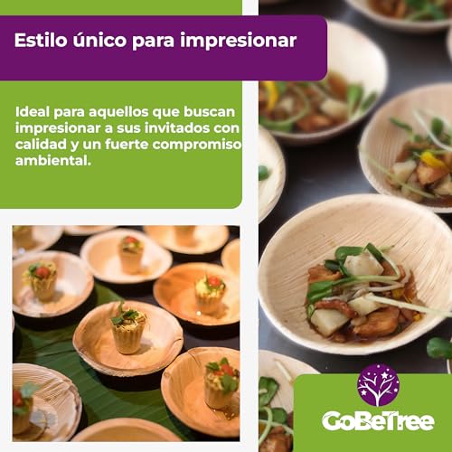 Miniatura 7 de Gobetree 25 Cuencos Redondos De Hoja De Palma, Ecológicos, Rústicos Y Elegantes Para Barbacoas, Picnics Y Fiestas De Cumpleaños. Similar A Los Cuencos De Bambú