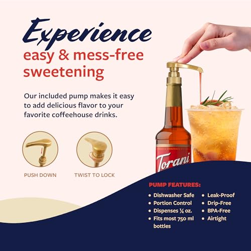 Image of Torani Orange Syrup for Drinks, Flavoring for Iced Tea, Sodas, Cocktails, and Milk Shakes, Pump Included, 25.4 Oz