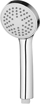 Ibergrif Shower Head, Round Handheld Anti-Limescale Shower Handle, Bathroom Shower Head with Chrome Finish, Standard Pressure, Silver, Universal G1/2 Connection, Model M20217