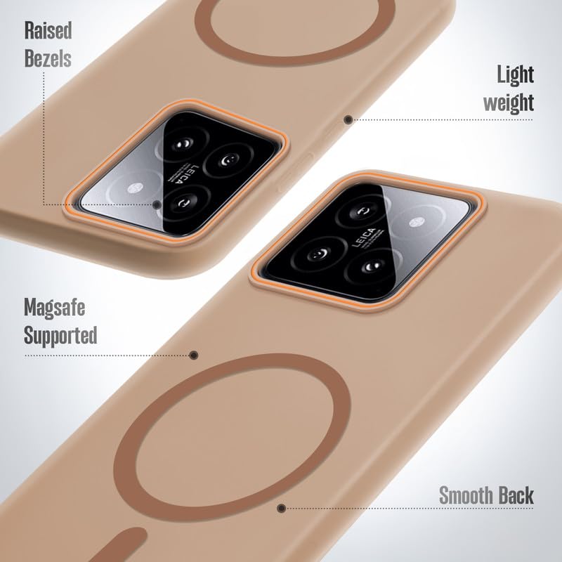 Image of Mr. Case Back Cover for Xiaomi 14 5G Sleek Frosted Translucent Back Only Compatible with Wireless Magnetic Accessories | Anti-Scratch Shockproof Phone Case - Brown