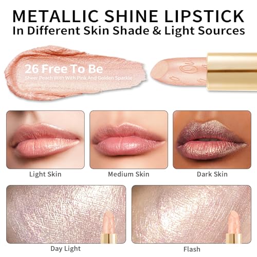 OULAC Metallic Shine Lipstick, Sheer Cover Lip Balm, Lightweight Soft Lip Base Ultra Hydrating - Image 3