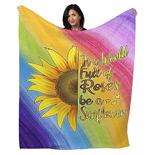 Artopia Comfy Minky Plush Blanket - Be A Sunflower Large Warm Fluffy Fuzzy Throw Blanket For Living Room, Bed, Sofa, Home (50" X 60") #TOP23