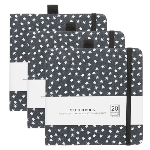 Papier d'aquarelle sans acide 165GSM, bloc PATIKIL de 2 carnets à couverture rigide avec porte-stylo