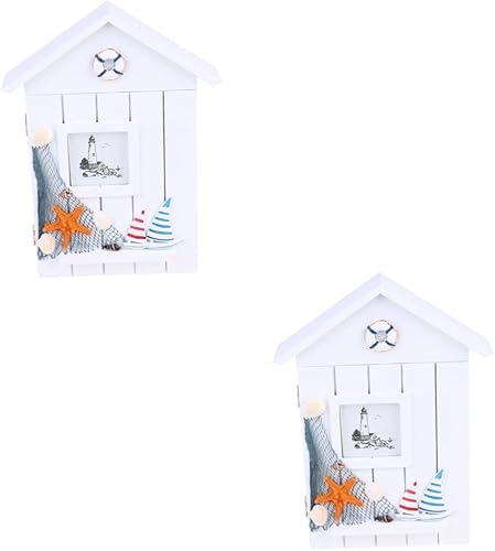 LALAFINA 2 Pcs Wall Key Cabinet Wall Mounted Key Hangers Coastal Key Holder Wall Mounted Key Cabinet Wooden Key Holder House Nautical Key Holder Key
