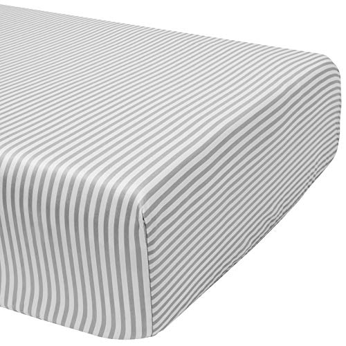 Image of Crib Fitted Sheet by Pure Bamboo, Genuine 100% Organic Viscose Derived from Bamboo, Luxuriously Soft, Ultimate Cooling, Fits Standard Size Crib Mattress (Stripes)