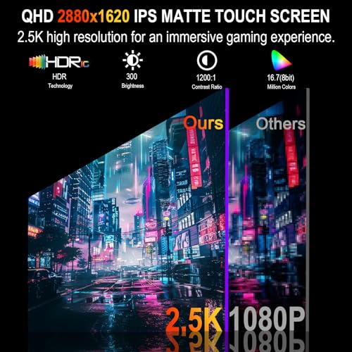 Image of 2.5K 100Hz Portable Monitor Touchscreen, 15.6'' QHD 2880x1620 300 Nits 100% sRGB IPS Gaming Monitor w /VESA HDR FreeSync Eye Care USB-C HDMI External Second Screen for Laptop PC Phone Switch PS3 /4 /5