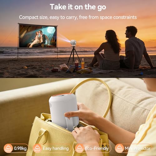 Image of Mini Projector 1080P Smart Portable Projector | Native 1080P with WiFi and Bluetooth, Built-in Speaker with 180 Stand,Electric Focus,Compatible with HDMI /USB /TV Stick