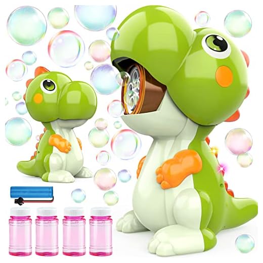 BubblePals Dinosaur Bubble Machine for Toddlers, Automatic Bubble Maker with Solutions for Kids Age 3-5 4-8, Outdoor Water Toys for Backyard Boys Girls Birthday Gift (Green)