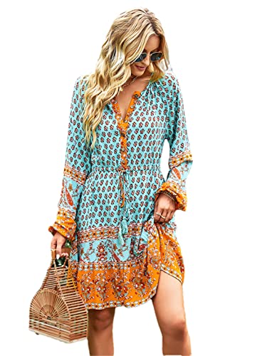 Robe midi florale au style bohème chic et finitions soignées