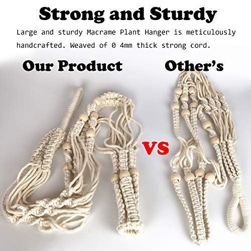 Bouqlife 2 Pack Macrame Plant Hangers Large 43 Inch Extra Long Hanging Planters For Indoor Plants Cotton Rope Flower Pot Holders With Ceiling Hooks White #TOP3